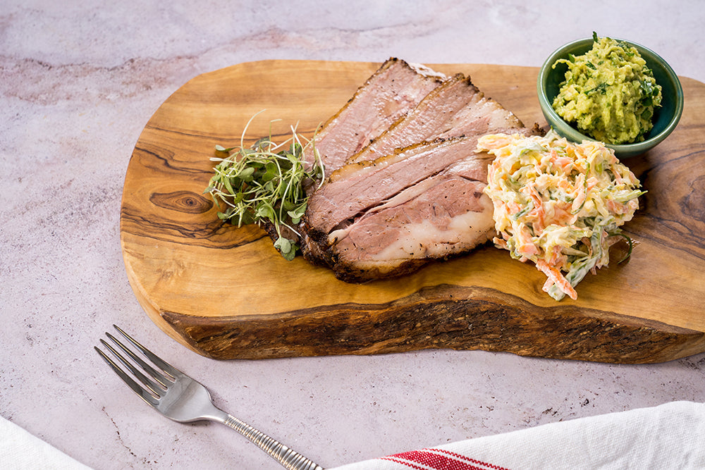 Coffee-Rubbed Brisket with Coleslaw and Avocado