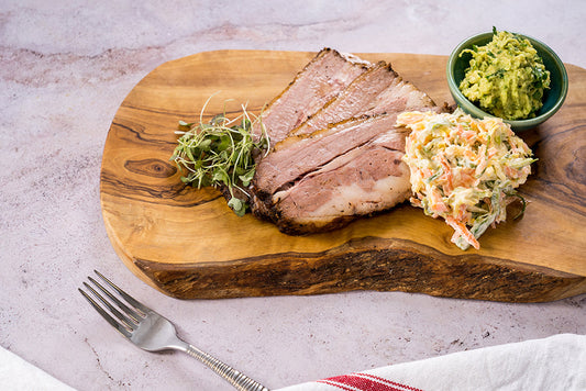 Coffee-Rubbed Brisket with Coleslaw and Avocado