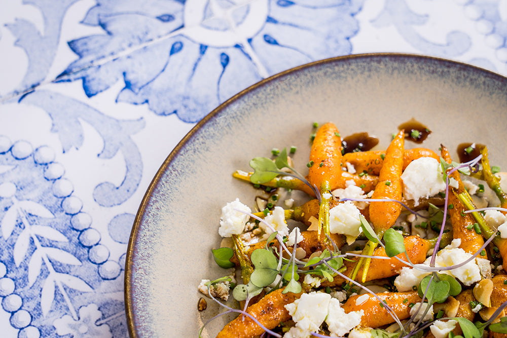 Braised Baby Carrots with Feta Cheese, Mint, Balsamic, and EVOO