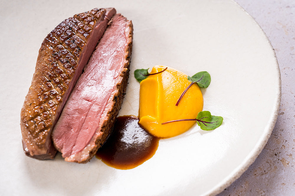 Five Spice Duck Breast with Pumpkin Puree
