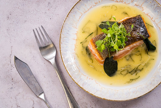 Salmon With Sage Butter Sauce and Fresh Greens