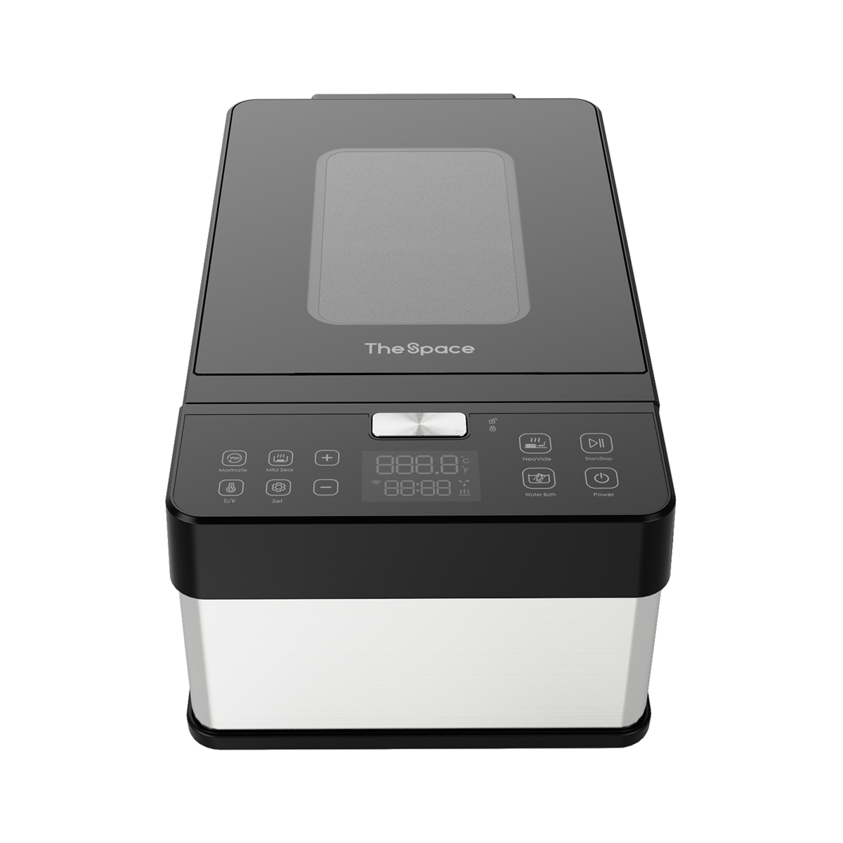 Neovide NSV100 sous vide cooker with digital display on a white background