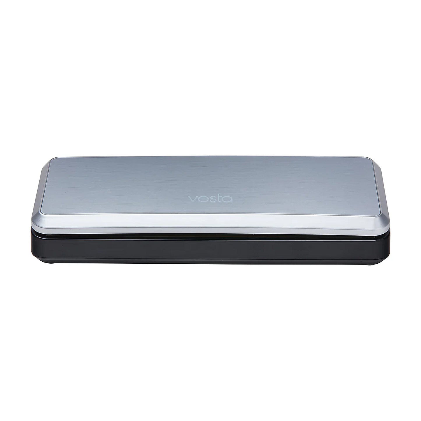 Silver and black Vesta external vacuum sealer on a white background