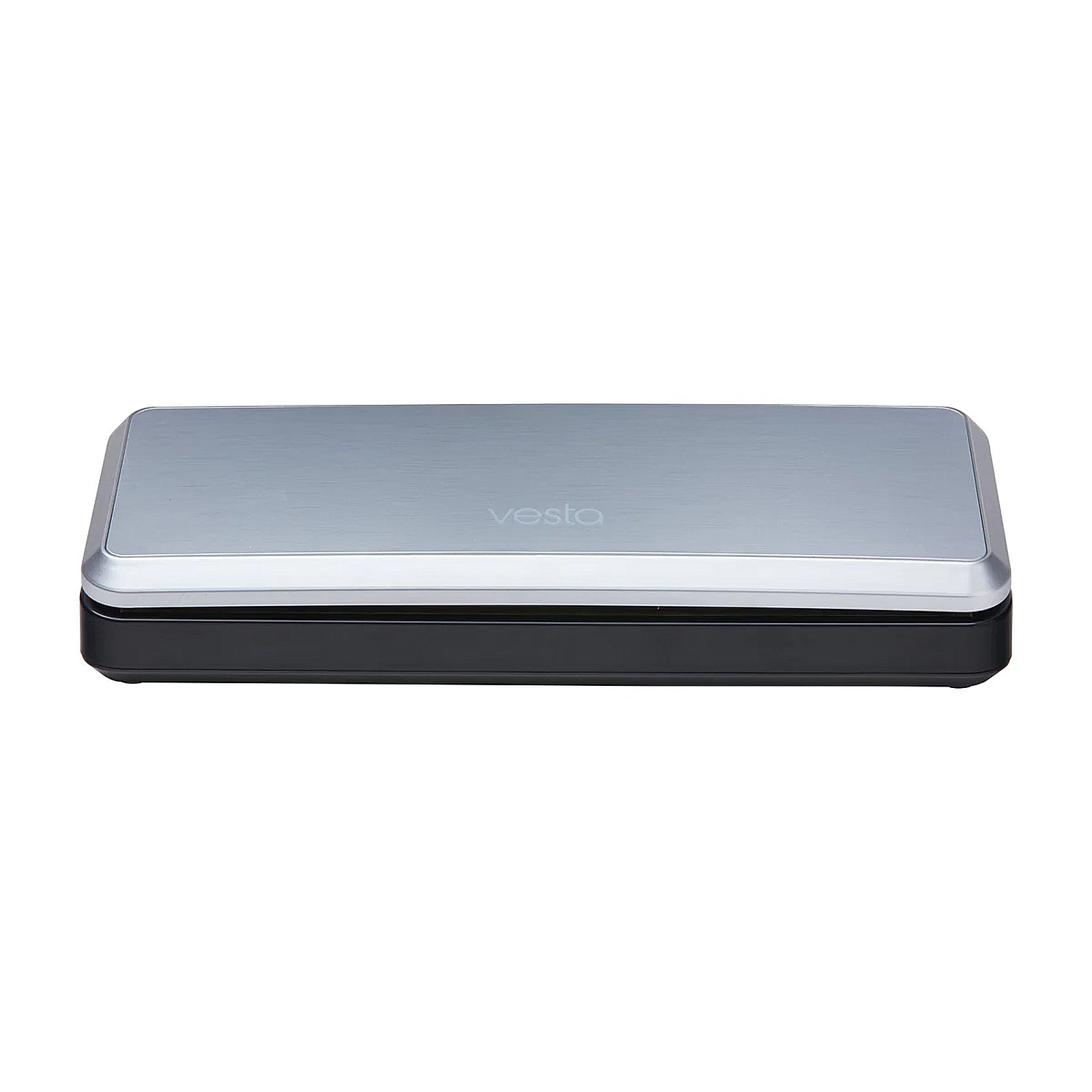 Silver and black Vesta external vacuum sealer on a white background