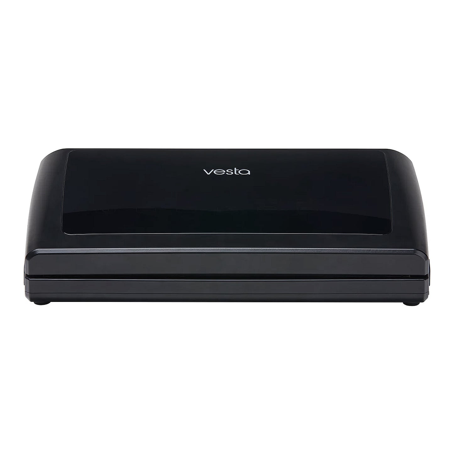 Black vacuum sealer with 'Vesta' branding on a white background
