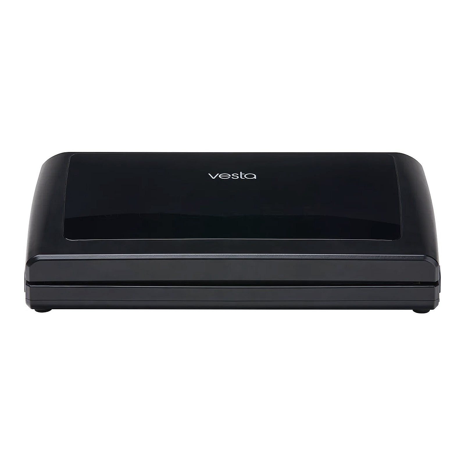 Black vacuum sealer with 'Vesta' branding on a white background