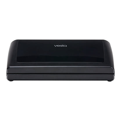 Black vacuum sealer with 'Vesta' branding on a white background