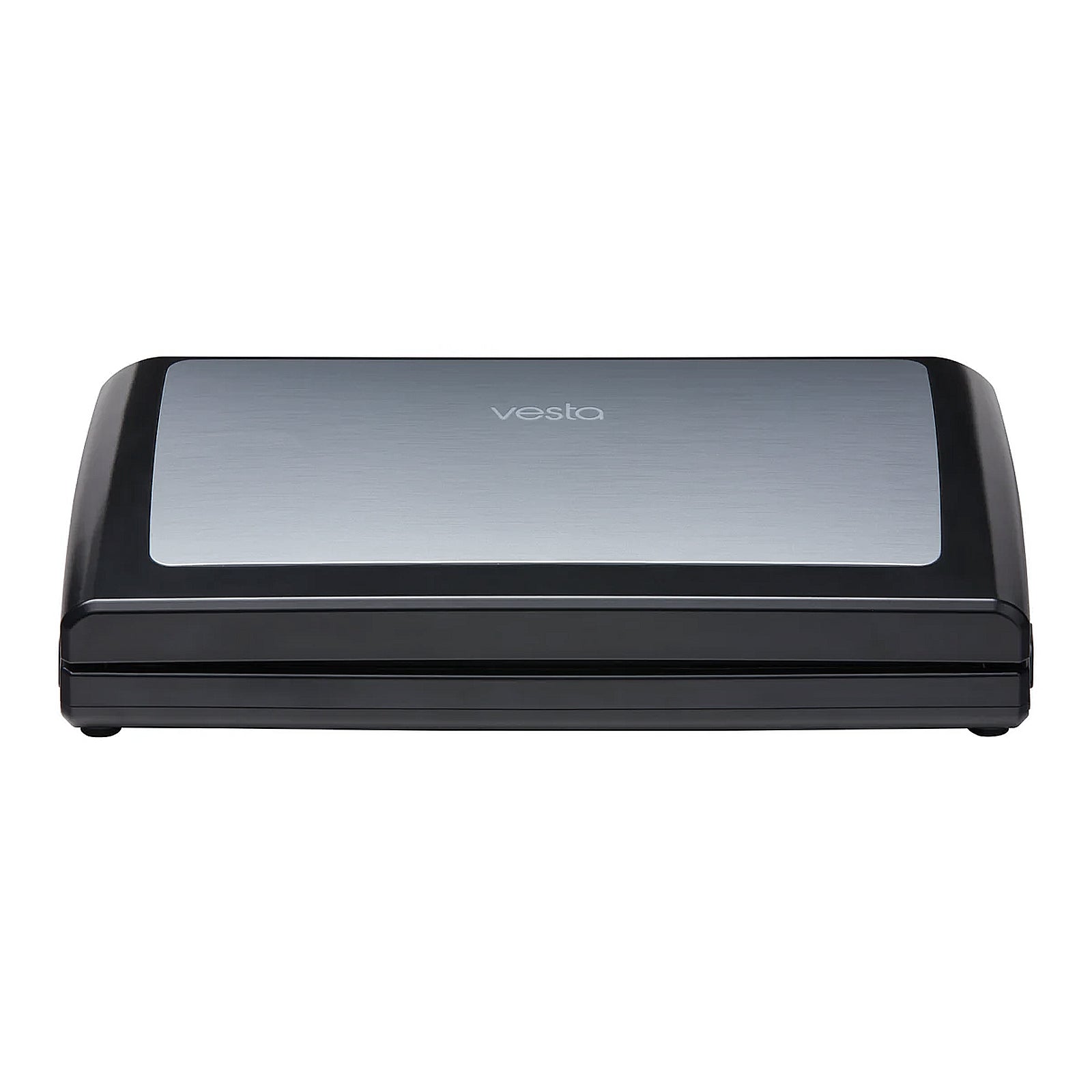 Black and silver Vesta vacuum sealer on a white background