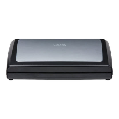 Black and silver Vesta vacuum sealer on a white background